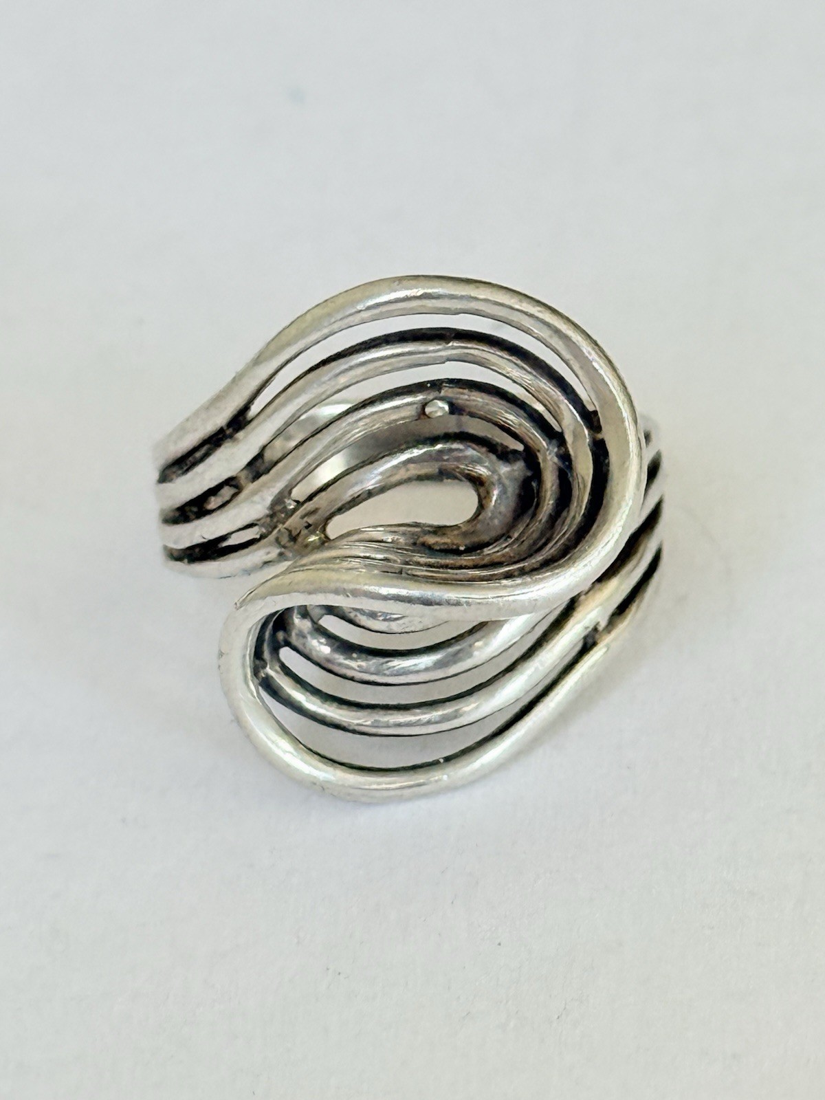 Vintage Signed Otto Robert Bade ORB Modernist Sterling Silver Ring Size 8