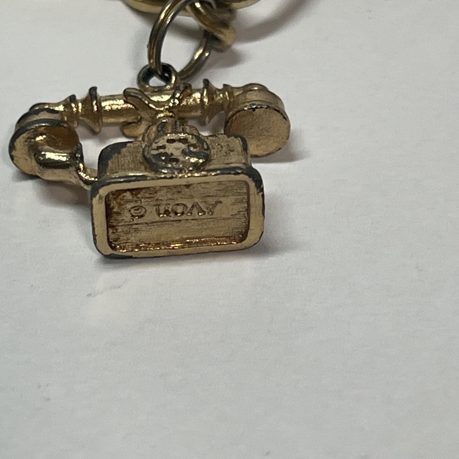 Vintage Charm Bracelet Chair Telephone Owl Boot Signed AVON Jewelry 7”