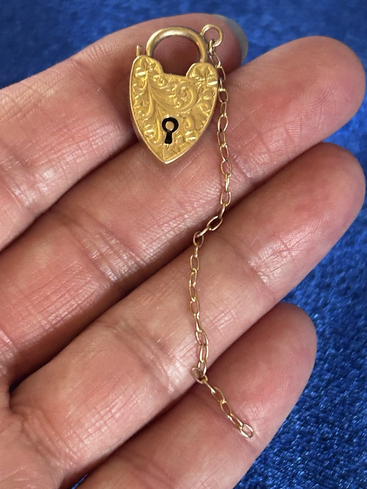 Vintage Circa30s 9ct Solid Gold Padlock Pendant or Charm With Floral Scrolls Old