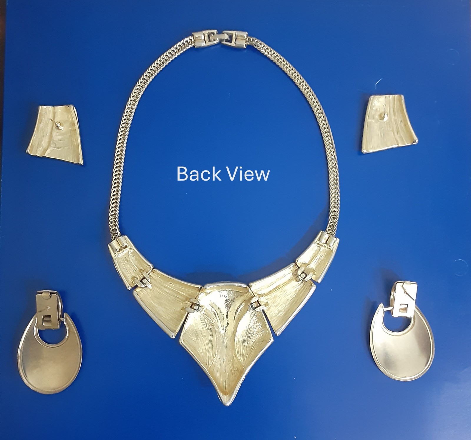 Choker V-shape & Earring Set + 1 Xtra pair, Art Deco/Modernist style VTG