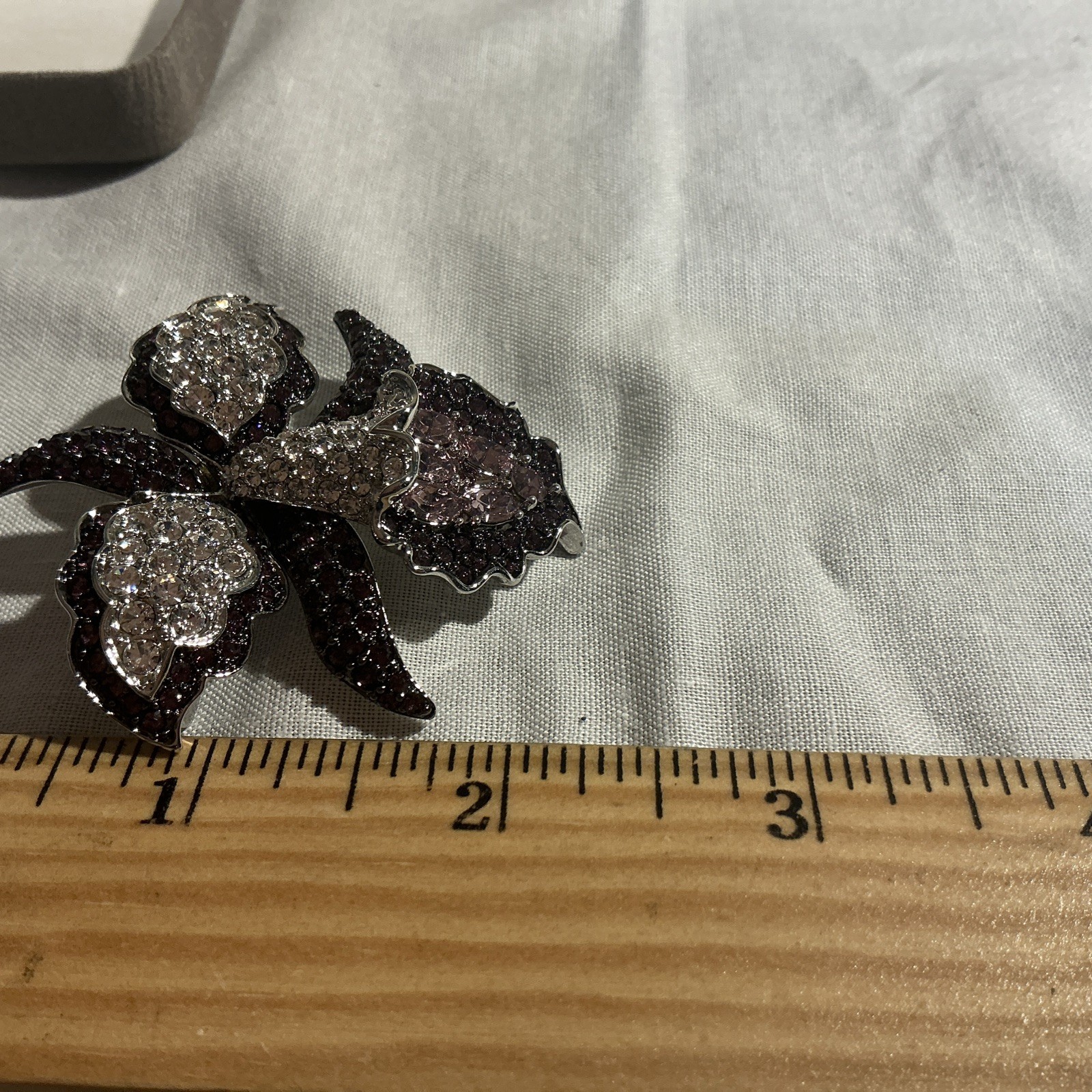 Nolan Miller QVC Mythical Orchid Pin Brooch Violet Purple Crystal Rhinestone NIB