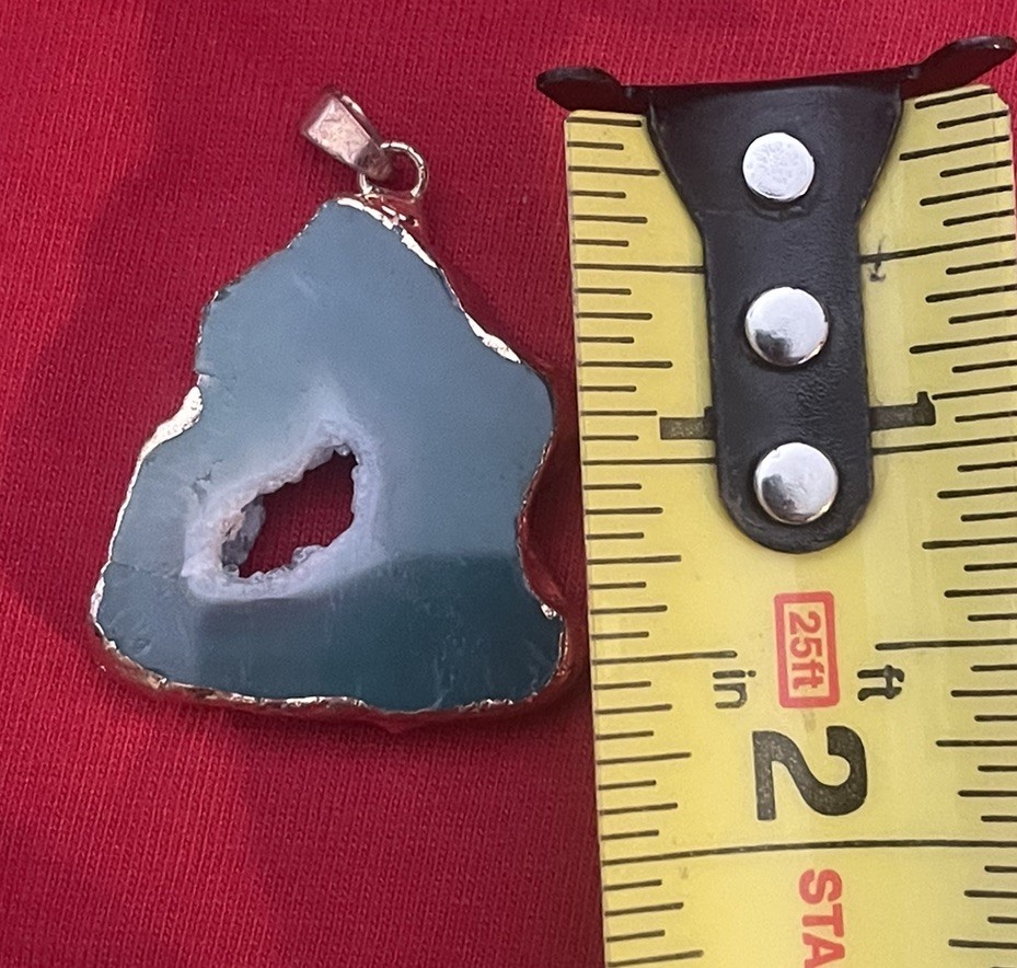 Green Slice Geode Agate Pendant Setting-Handmade (5)