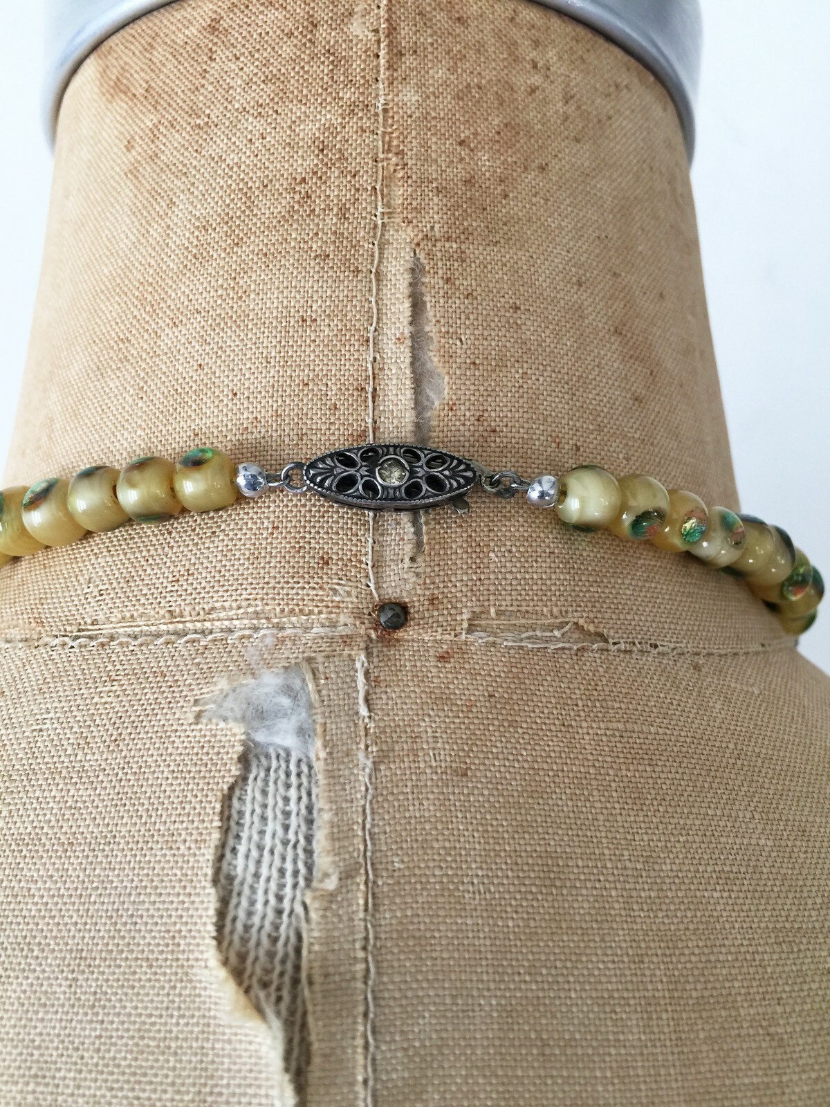 Rare Antique Art Deco Peacock Eye Glass Graduated Beads Circa 1920’s
