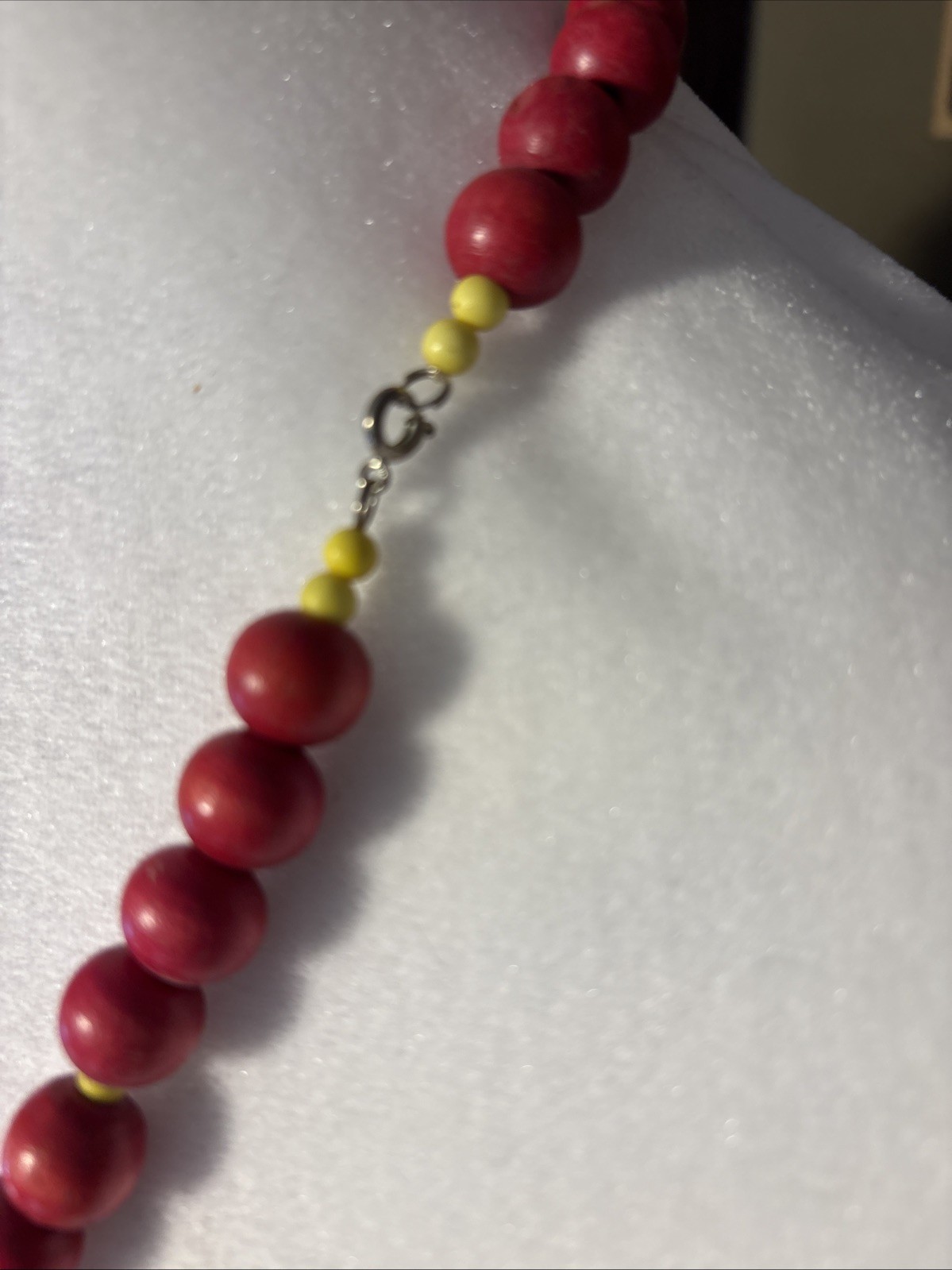 Wood & Ceramic ? Beads Vtg Necklace