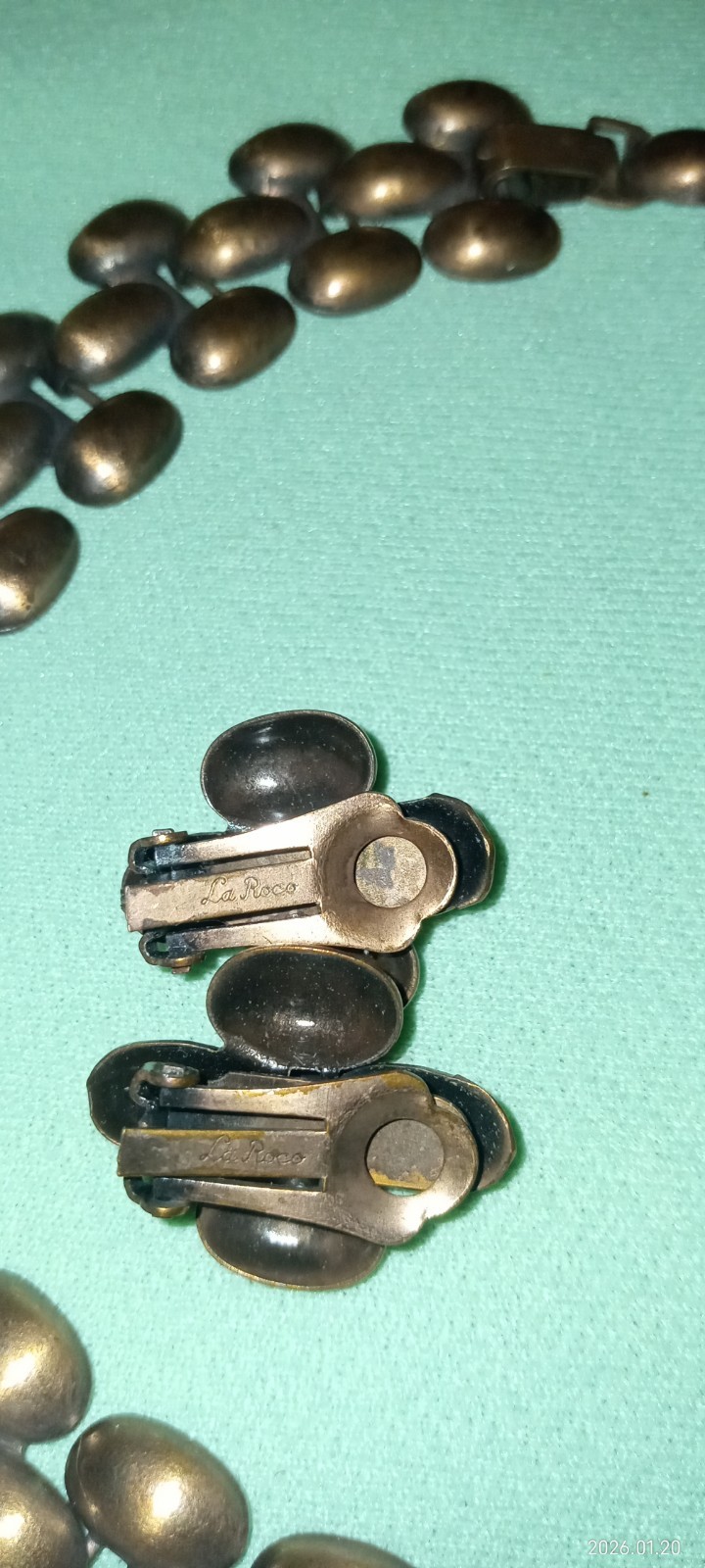 Vintage SIGNED La Roco COPPER Modernist Necklace Choker Earrings SET Estate