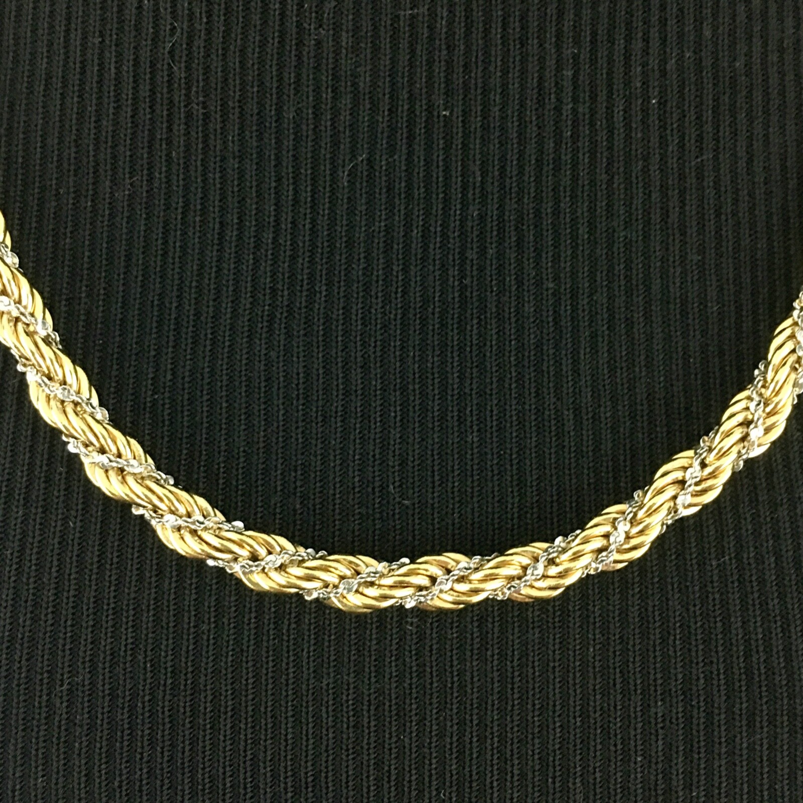 MONET vintage necklace – 2-tone gold & silver thick rope chain 24″ sister clasp