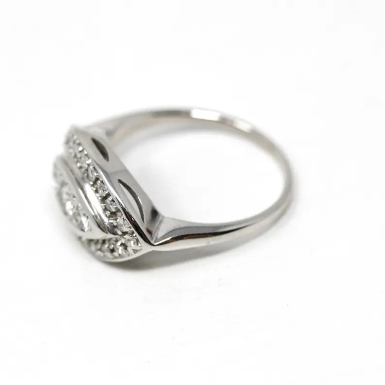 Vintage Ring With 0.56 Ct Round Cut Moissanite Engagement Cluster Princess Ring