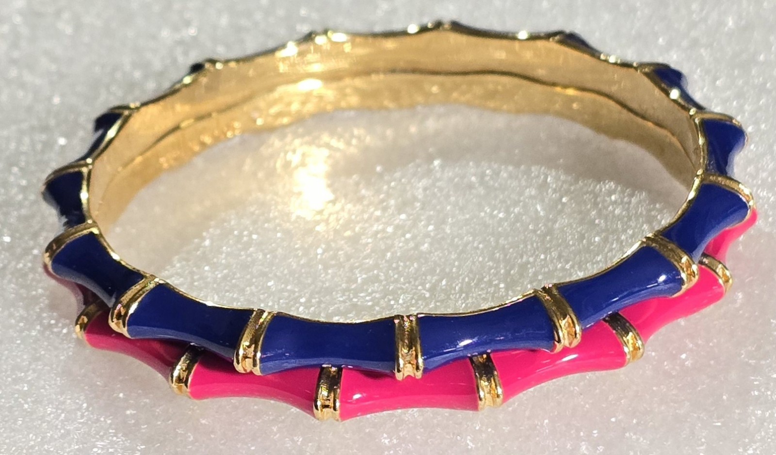 Vintage signed STELLA & DOT Navy Blue & Pink Bangle Bracelets Set