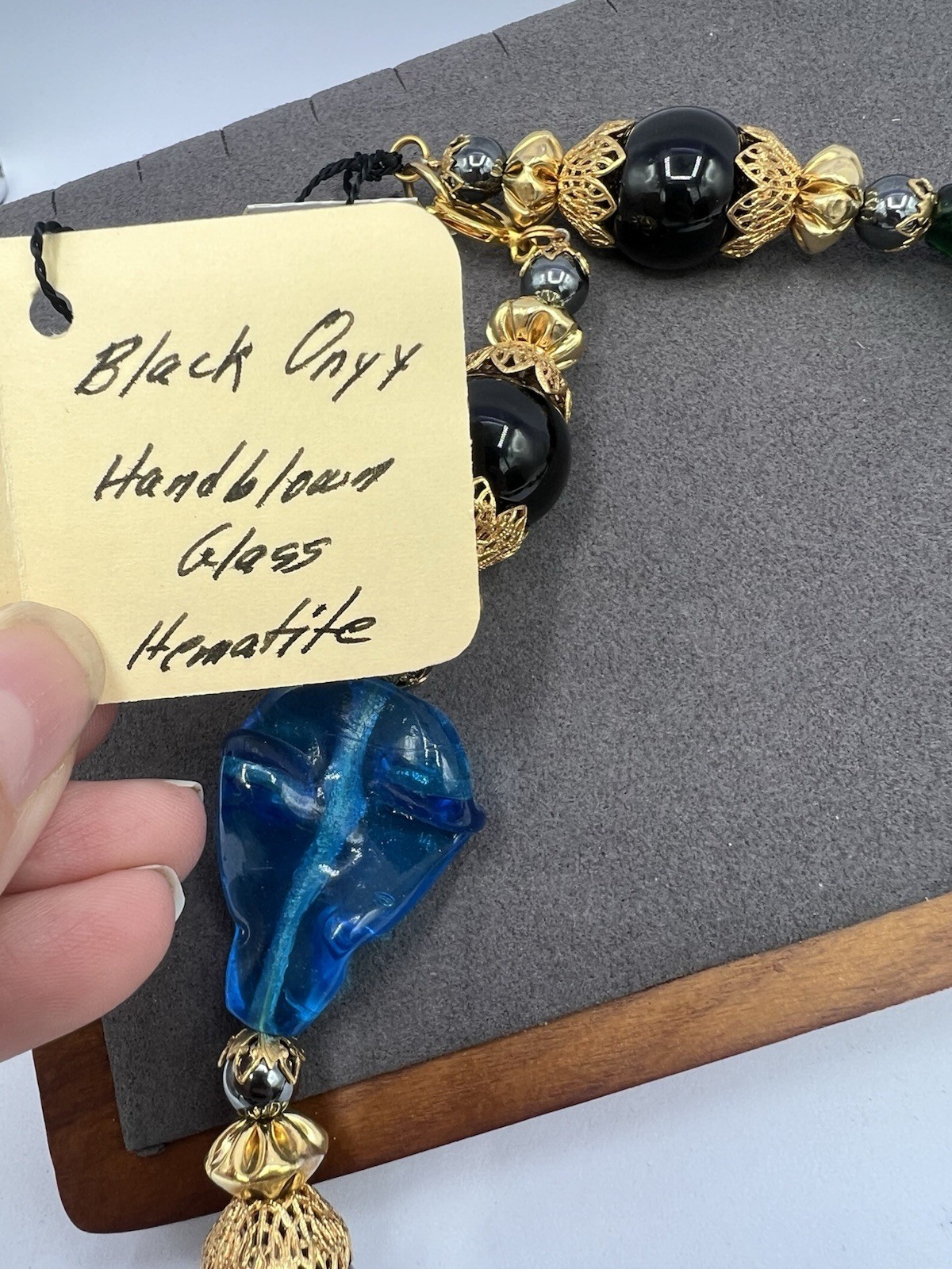 Vintage Chunky Colorful Handblown Glass Twist Necklace 16” RO-DO $200 NOS CB