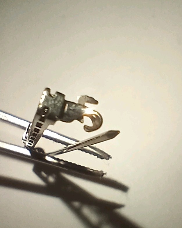 Antique 14kt White Gold and Small Sapphire Bar Pin with Safety Clasp