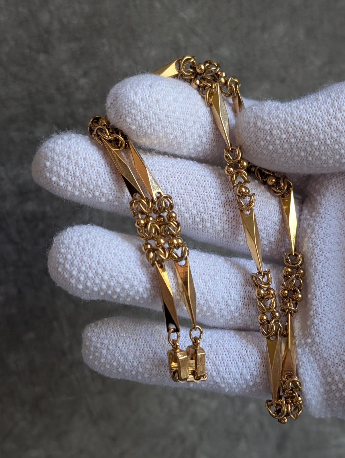 Vintage Givenchy Byzantine Link Bar Station Necklace Gold-Tone 17″