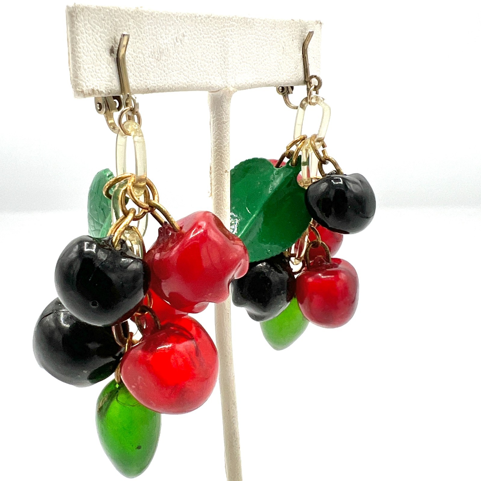 Anka Celluloid Mixed Fruit Necklace & Earring Set Vintage Stock 1920s Fruit