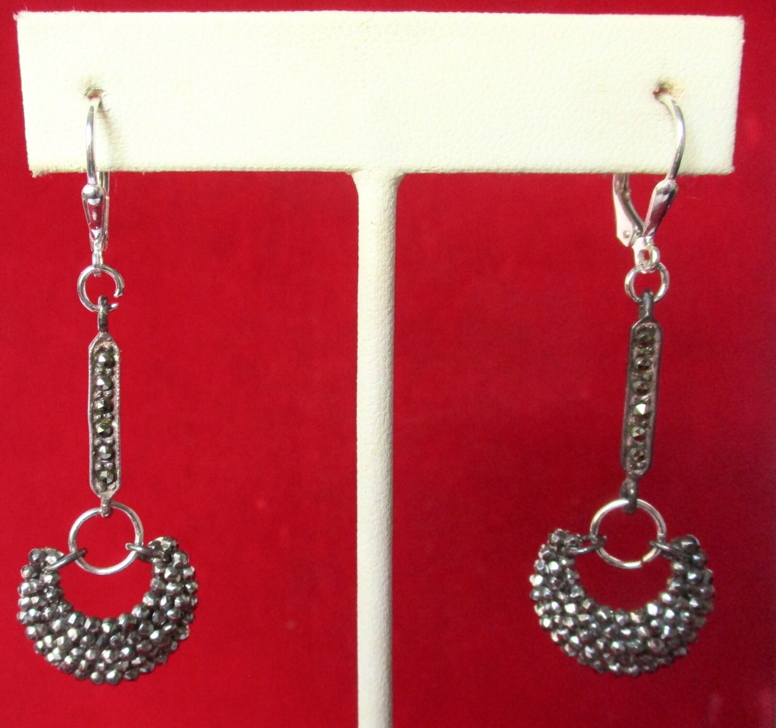 Pair of Antique Cut Steel & Marcasite Earrings from the Early 1900’s