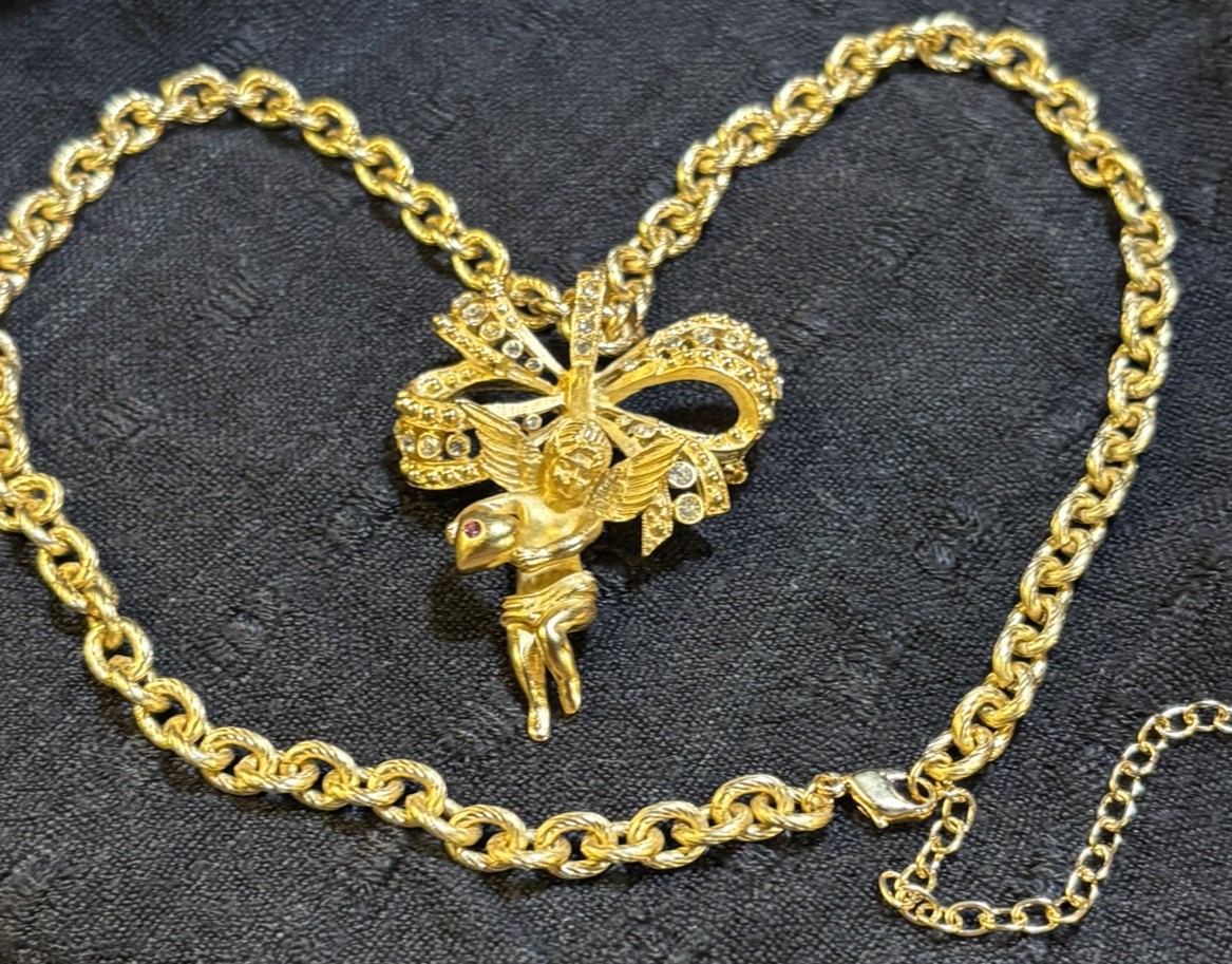 Camrose & Kross JBK Jacqueline Kennedy Angel Cherub Necklace Pendant Brooch Pin