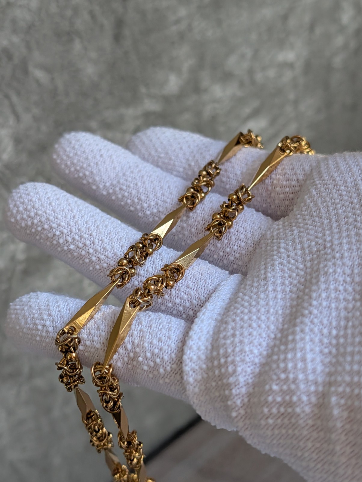 Vintage Givenchy Byzantine Link Bar Station Necklace Gold-Tone 17″