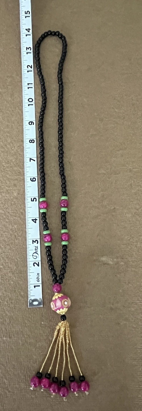 Vintage Long Handmade Glass Beaded Statement Necklace