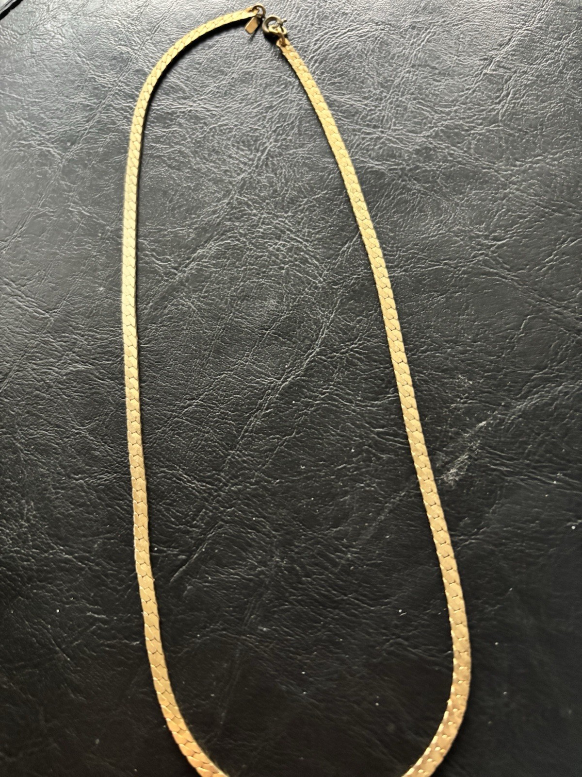 Vintage Monet Gold Tone Flat Link Articulated Chain Choker Necklace 16.5″