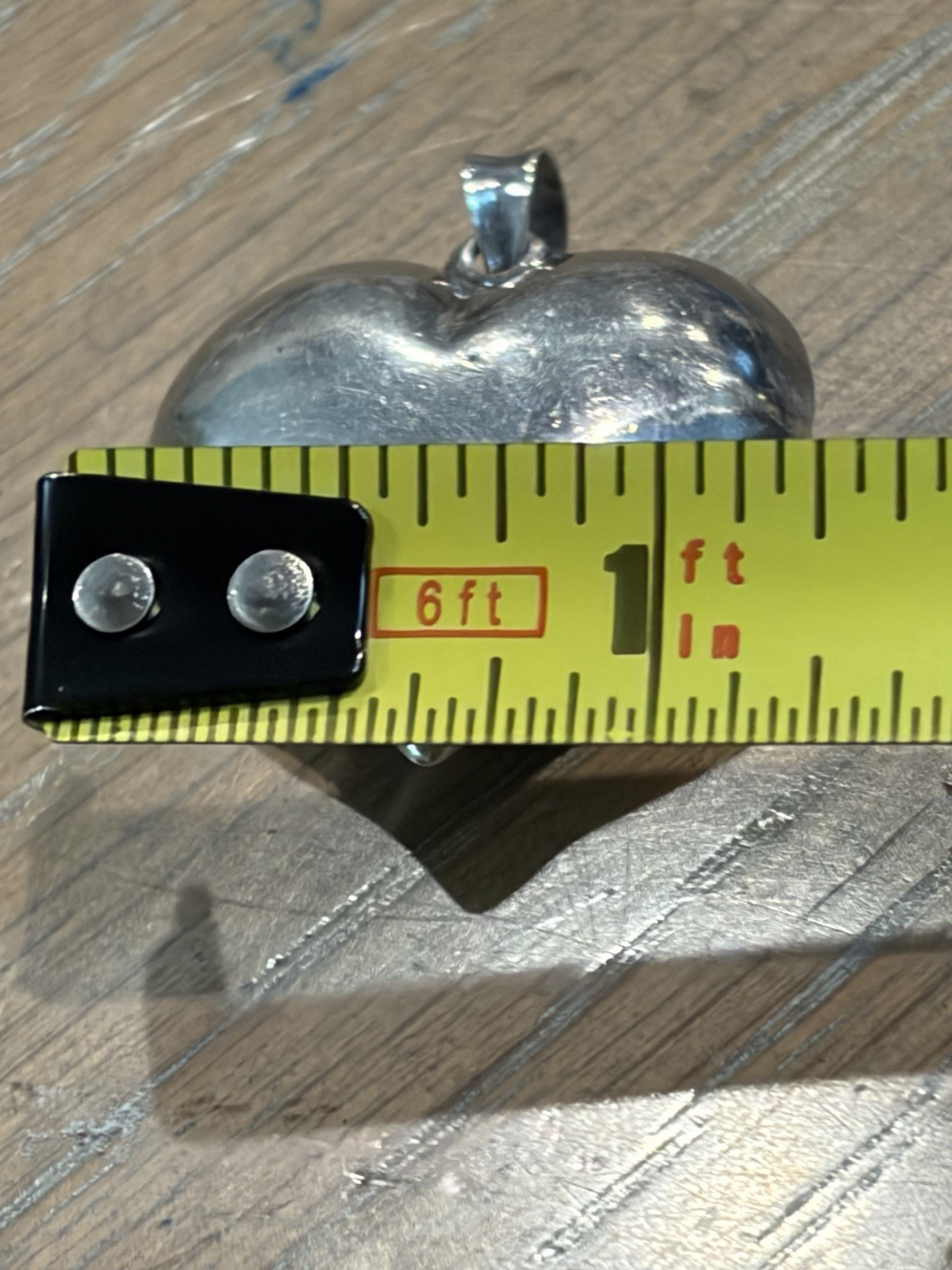 Vintage Sterling Silver Large Puff Heart Pendant (1-1/4”)