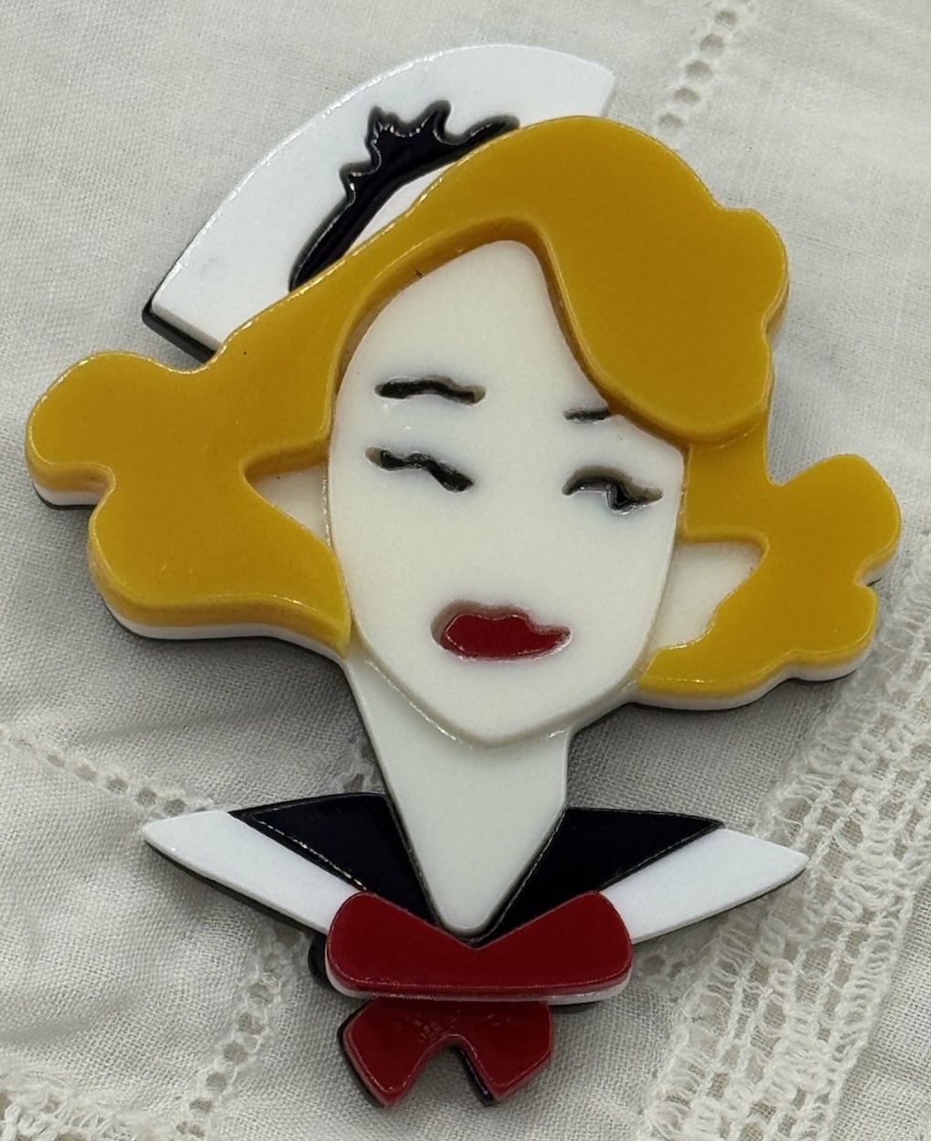 Woman Nurse Blonde Hair Medical Brooch/Pin