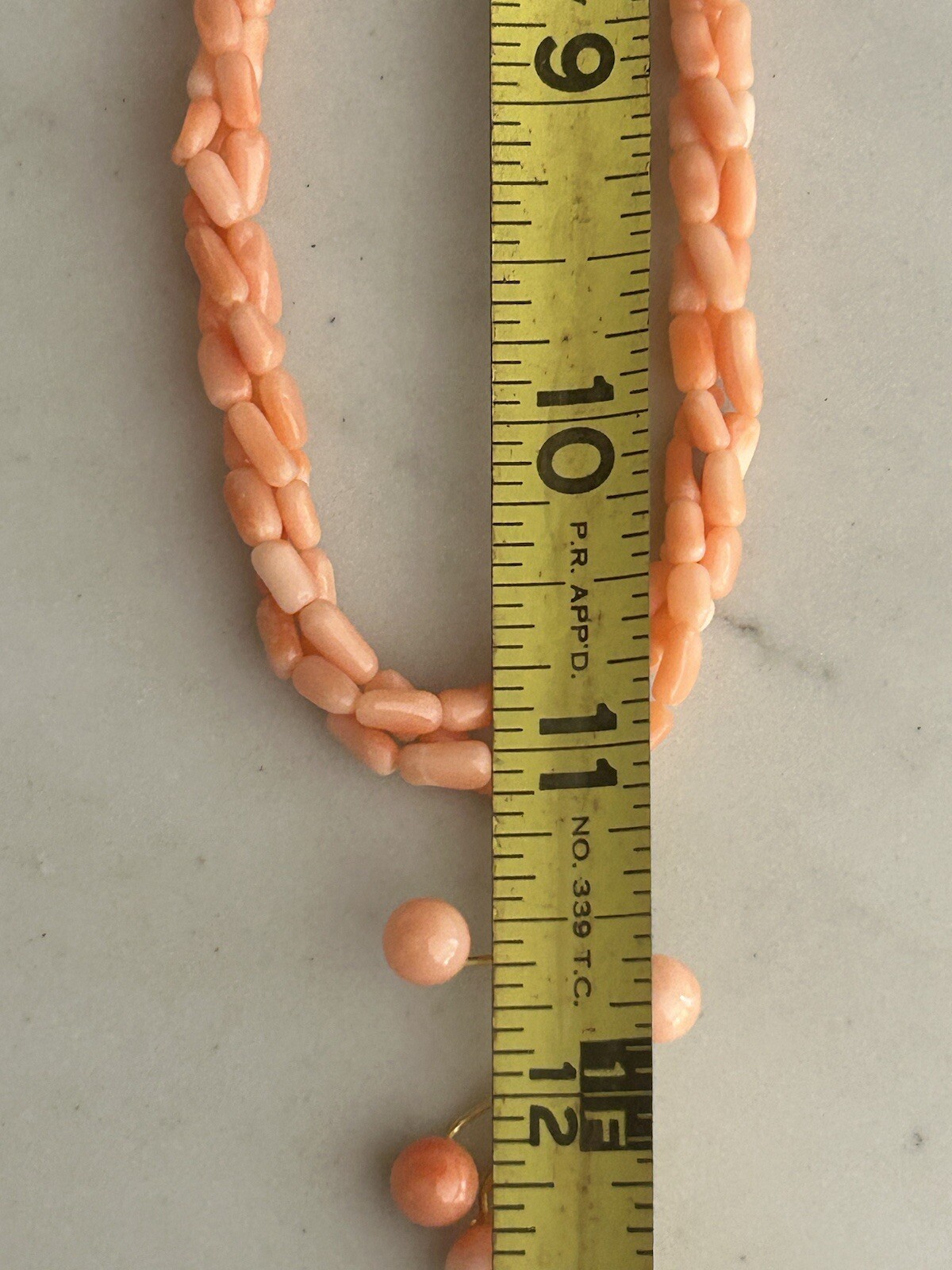 VTG Angel Skin Coral Tube Twisted Strand Necklace Pendant Genuine Pink Art Deco