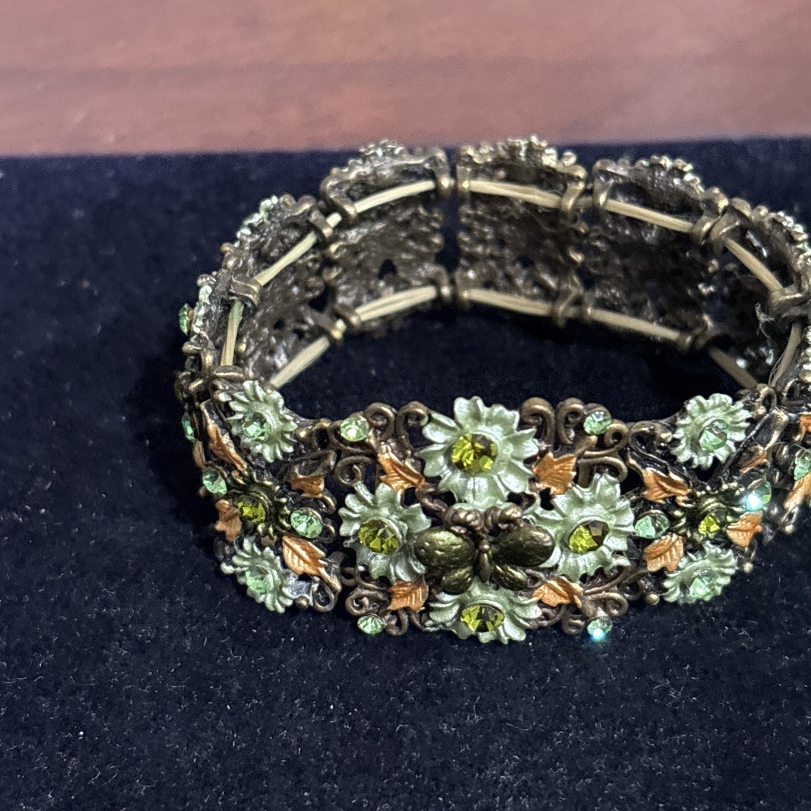 Vintage Victorian Revival Style Multi Link Butterfly Motif Costume Bracelet