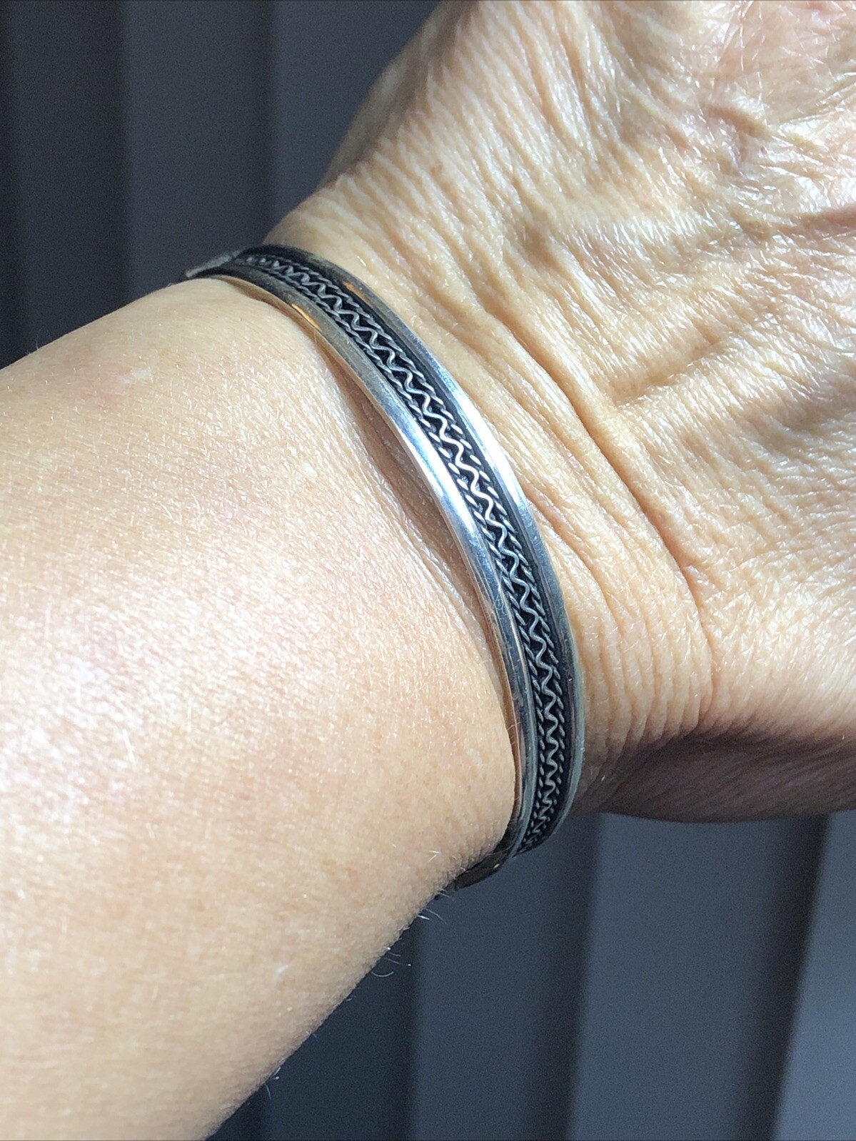 20. Vintage 925 Sterling Patterned Stick Pin Lock Bangle TWO Bracelets 7″-7 1 4″