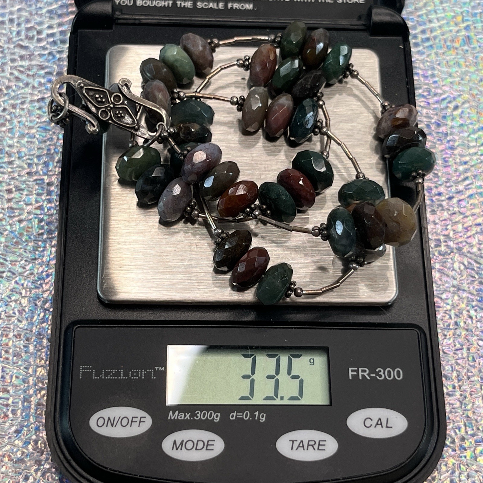 Vintage 18” Faceted Agate Necklace With Sterling Closure