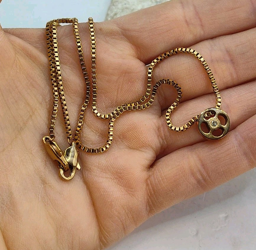 Vintage Signed Henri Bendel Rose Gold Colored Pendant Necklace 16″