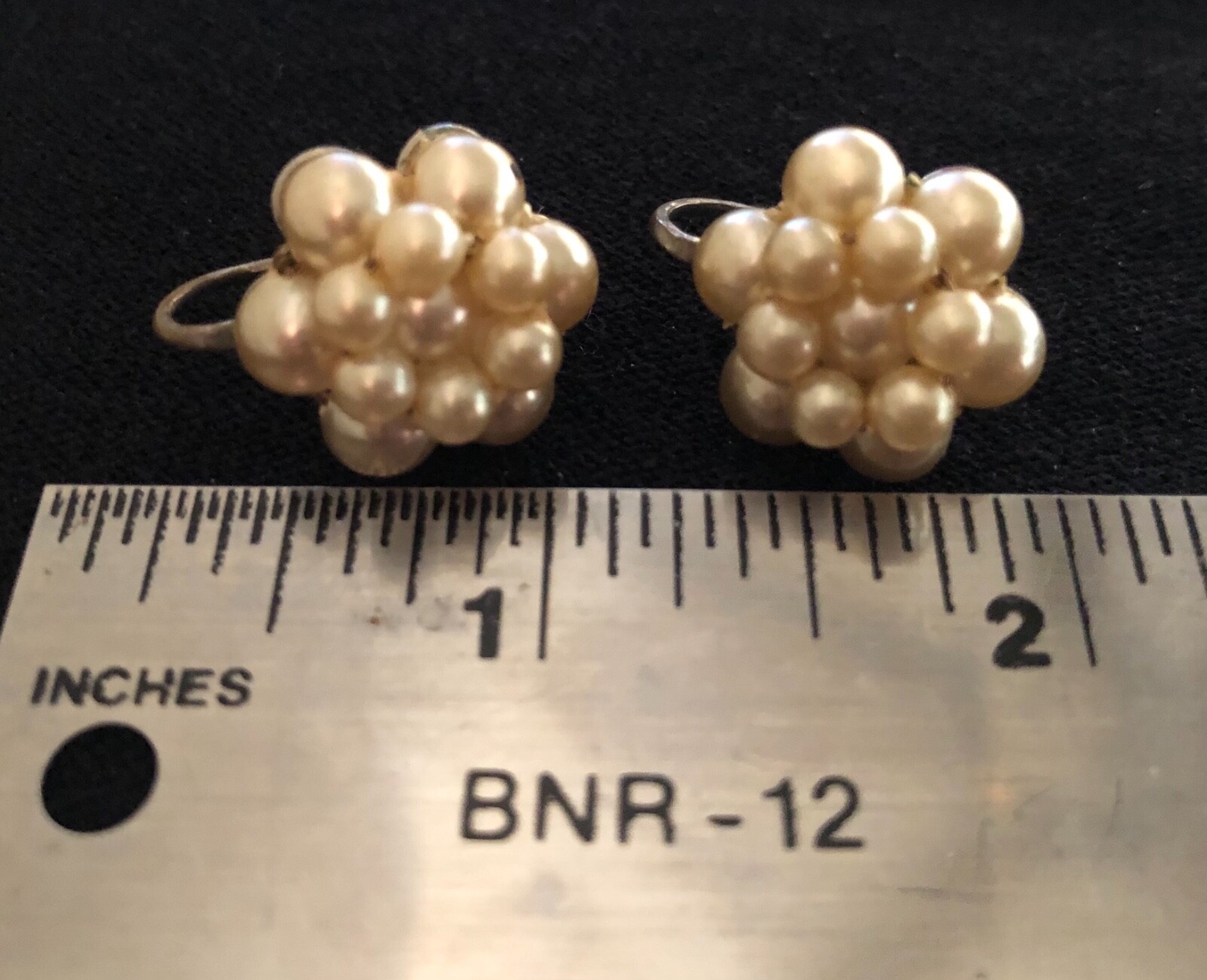 Gorgeous Vintage 1930s to 1940s Cluster Pearl Earrings Screw Back