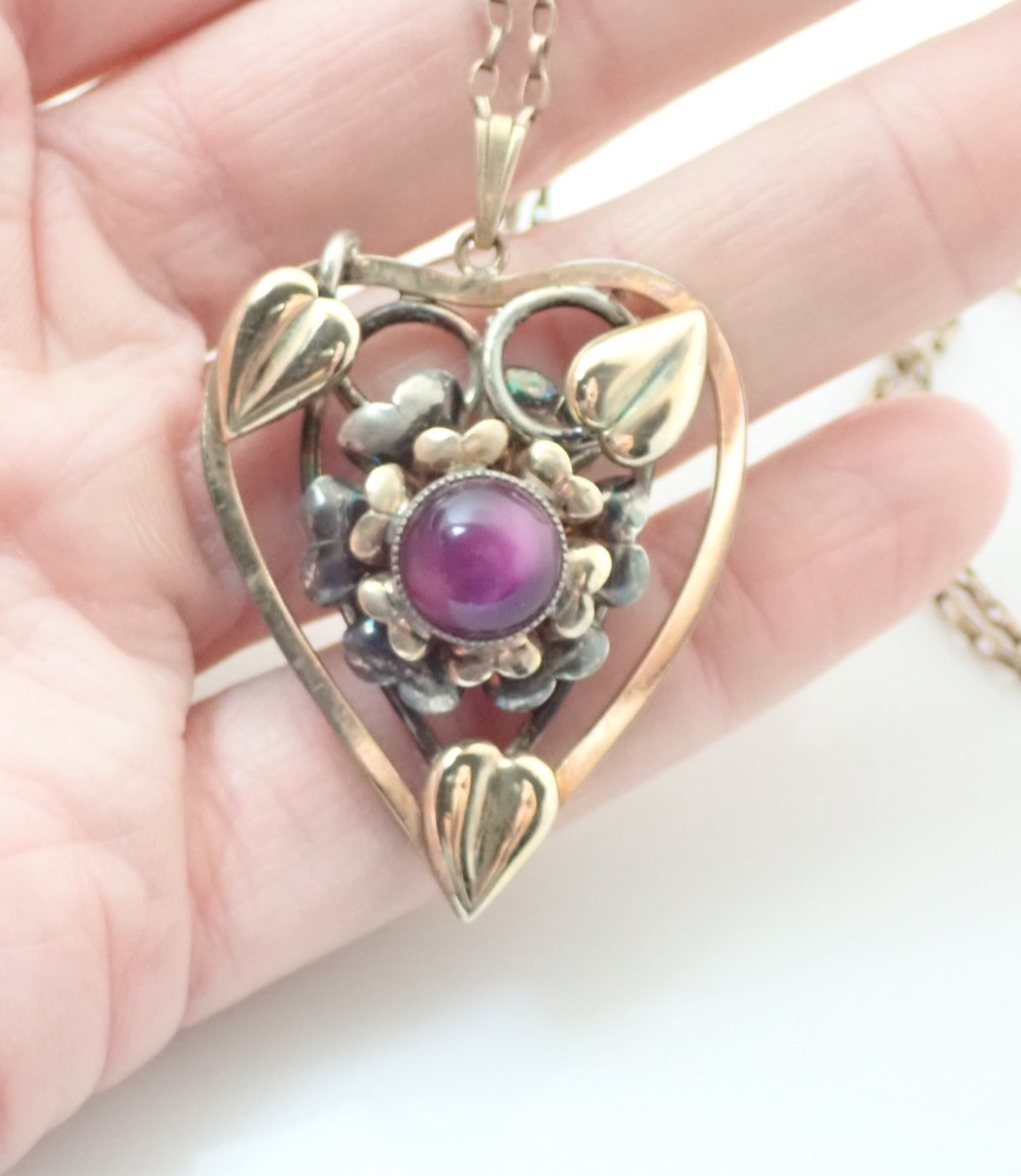 Antique Lustern Gold Filled Sterling Expansion Stretch Bracelet Pendant Necklace