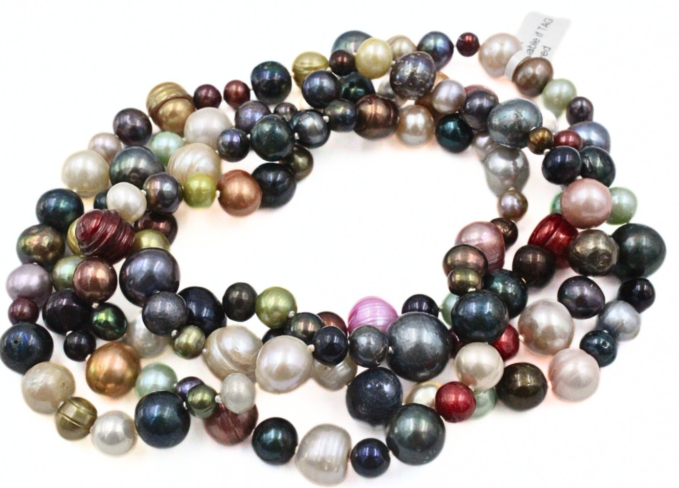 Charming Multi Color Dyed Freshwater Pearl 7-12mm Gray Green White HSN Necklace