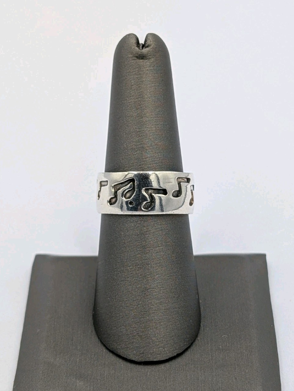 Vtg Sterling Silver Cut Out Musical Notes Musician Unisex Band 925 Ring – Sz 7.5