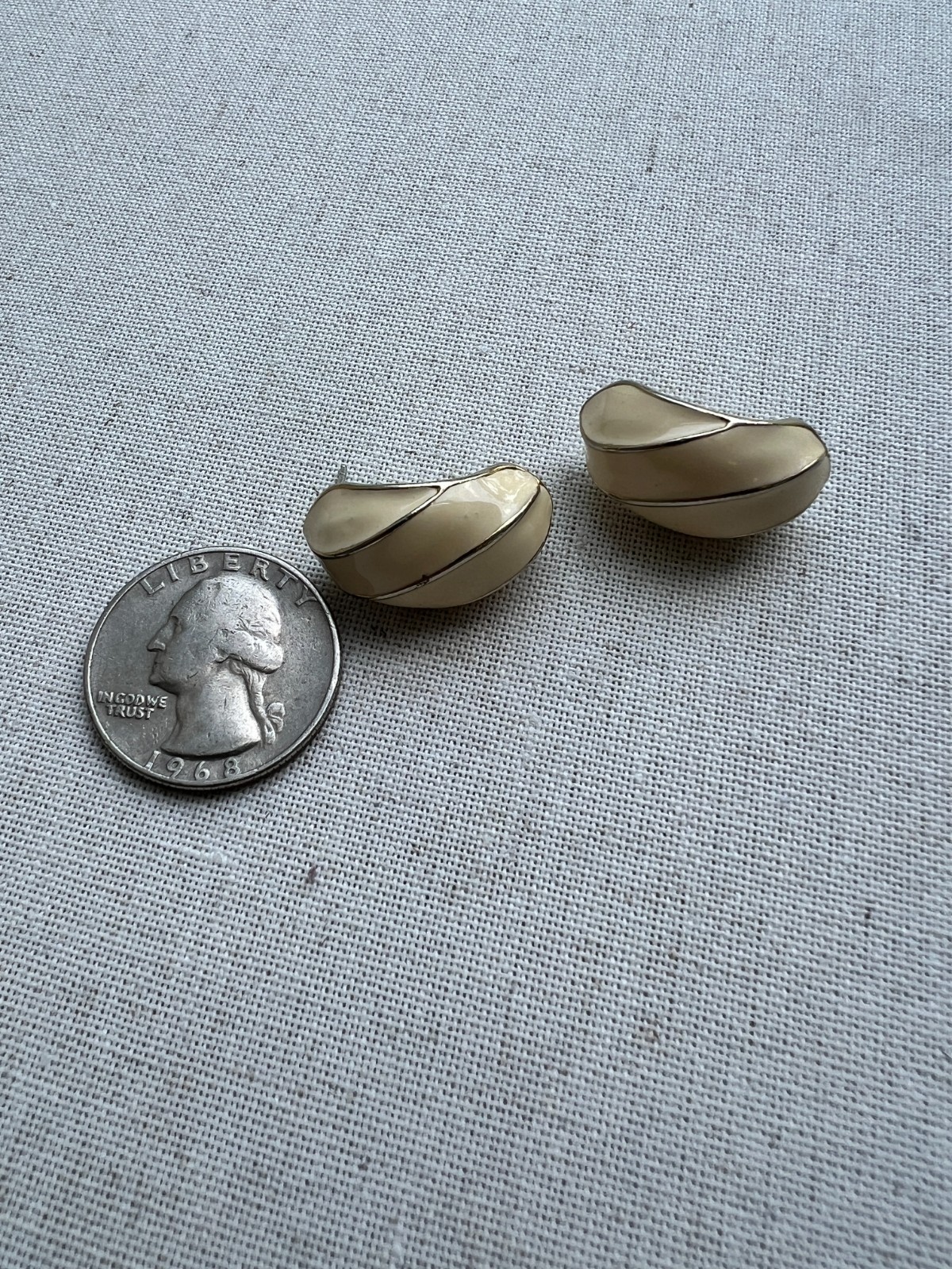 Lot of 3 Vintage White and Gold Enamel Earrings 1980s-90s (No backs)