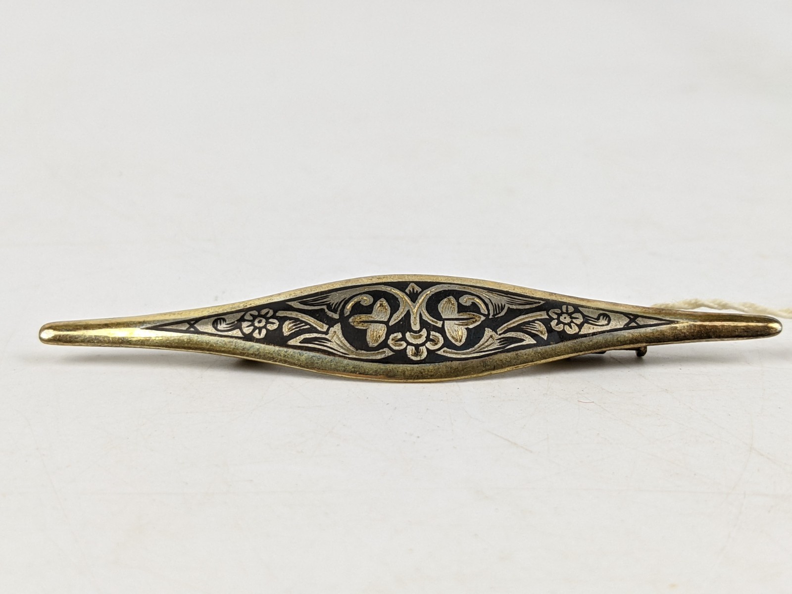 Vintage Soviet Silver 875 Niello Brooch Original Factory Tag Severnaya Chern
