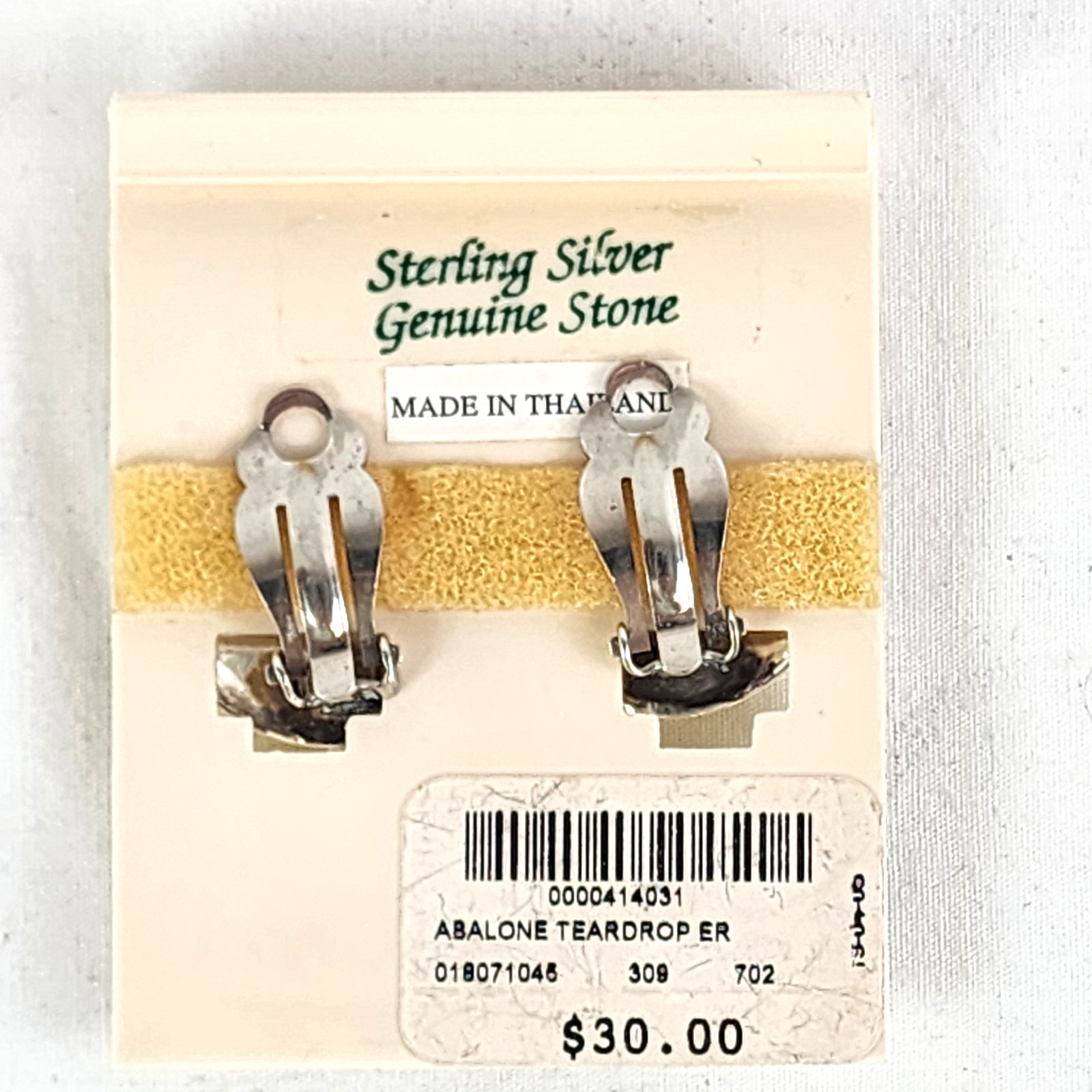925 Sterling Silver Abalone Teardrop Clip On Earrings VTG Coldwater Creek