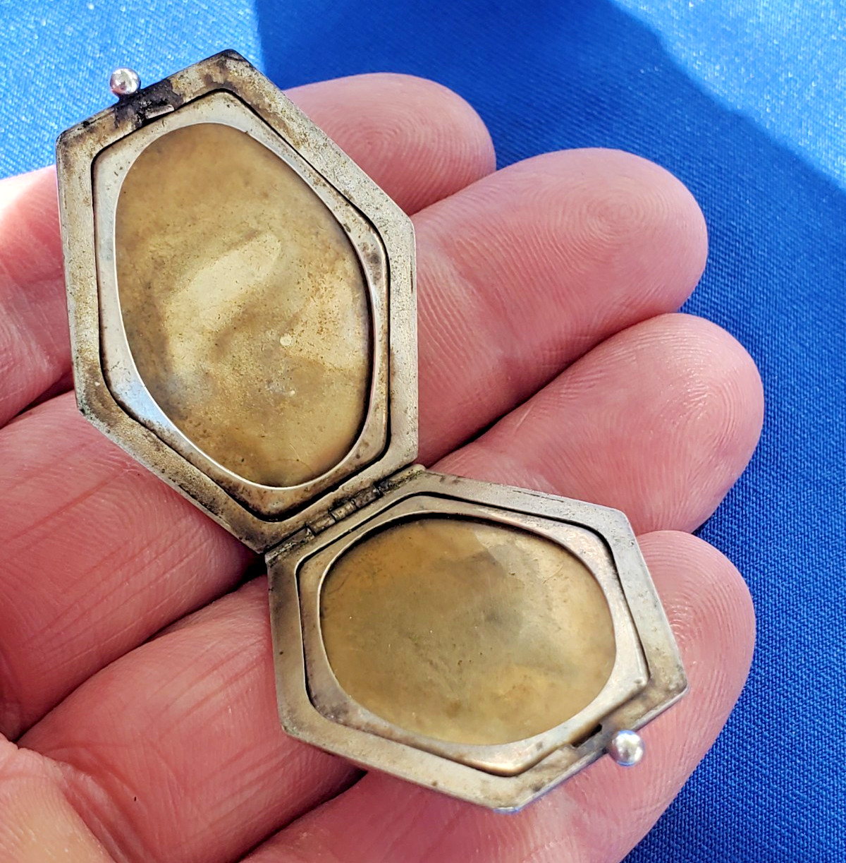 ORIGINAL Antique Deco STERLING SILVER 925 Pendant Vintage Hexagon Lozenge Locket