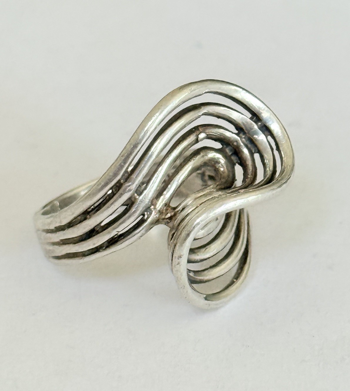 Vintage Signed Otto Robert Bade ORB Modernist Sterling Silver Ring Size 8