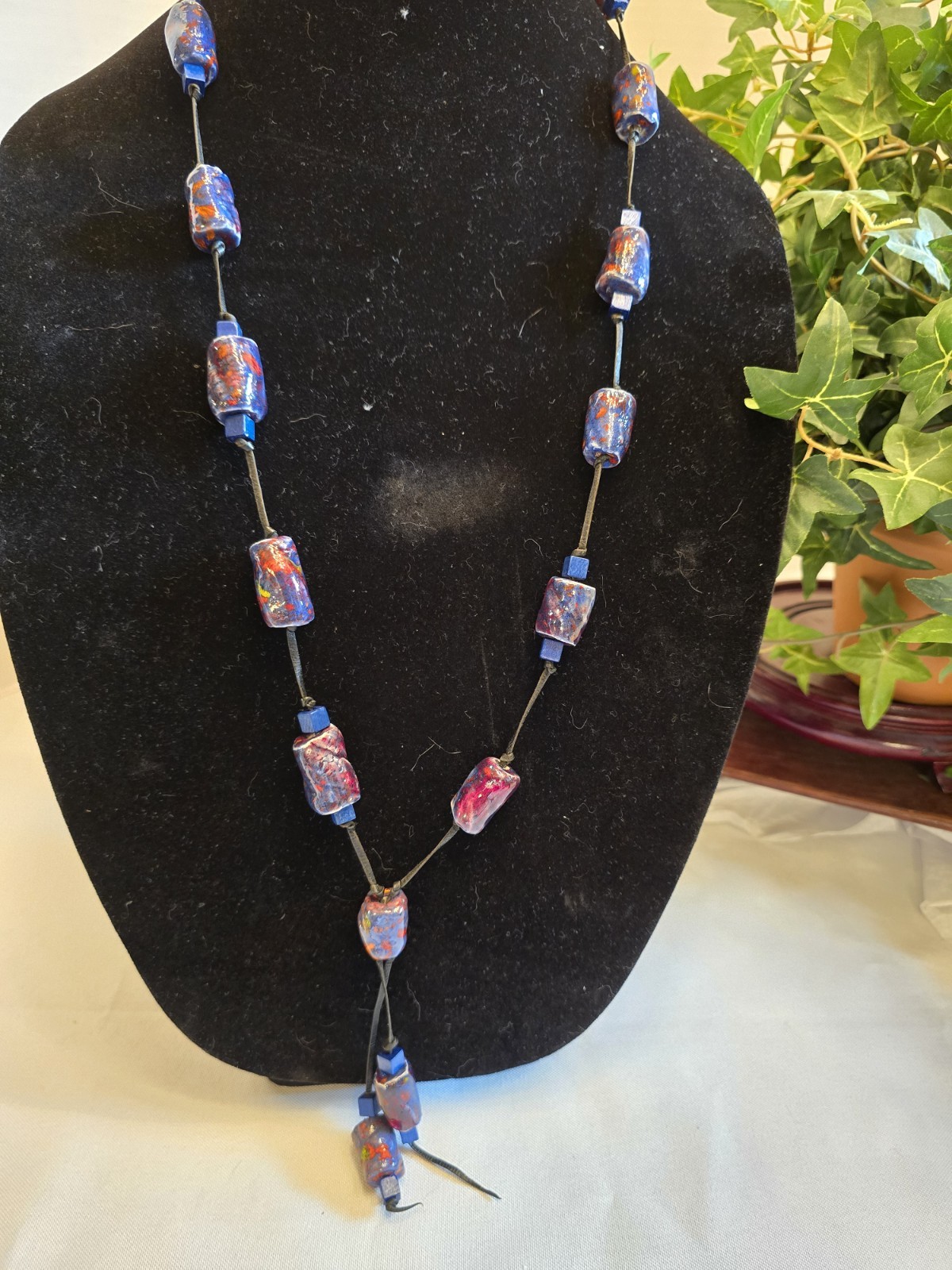 Vintage 1980s Murano Italy Art Galss Necklace Handmade Venetian Lampwork Beads