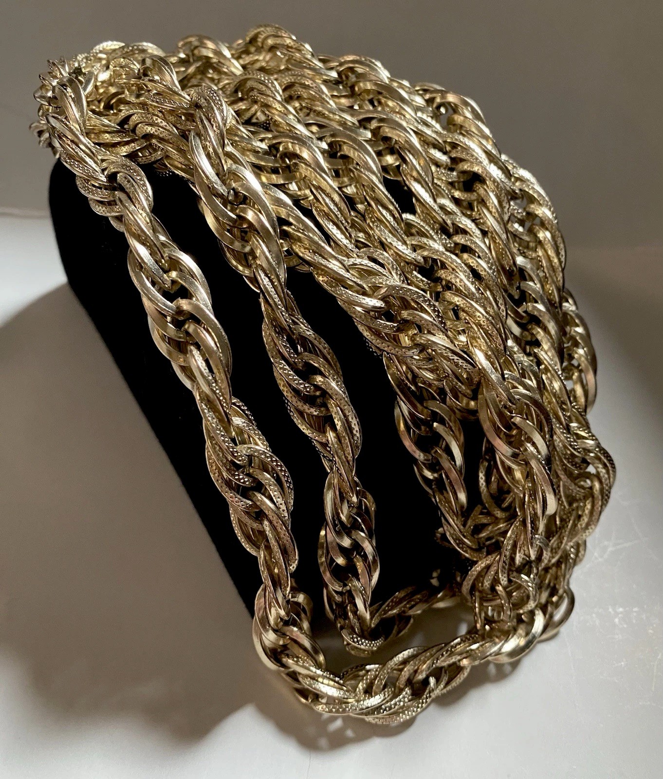 Vintage Monet Gold Tone 64in Twisted 1/2in Rope Statement Chain Necklace 95g!
