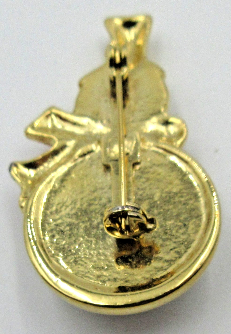VTG SNOWMAN hat scarf off white faux pearl CHRISTMAS Brooch Pin red gold tone