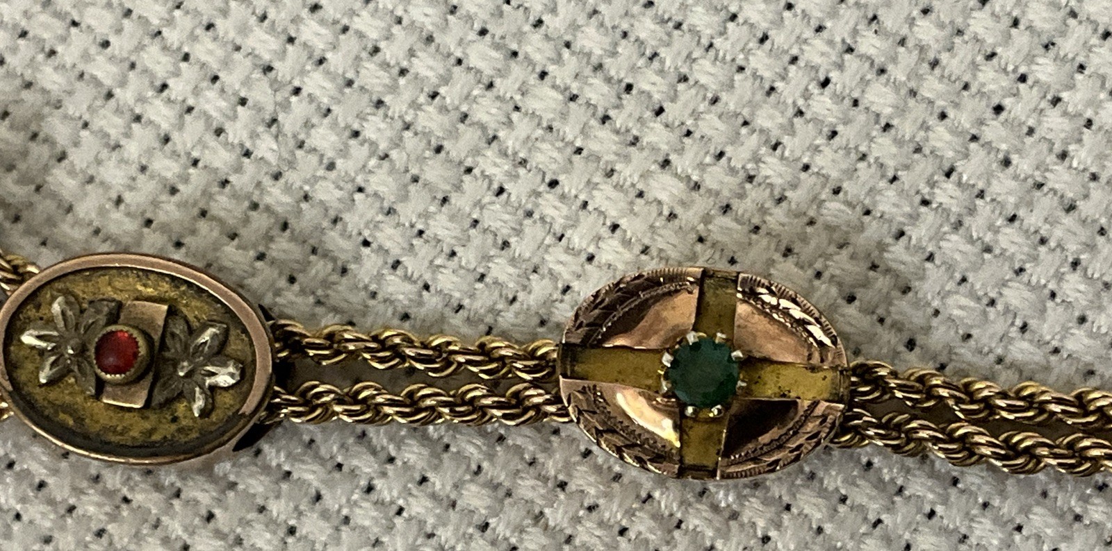 Fabulous Antique 8 Slides Victorian Gold Filled Watch Chain Necklace