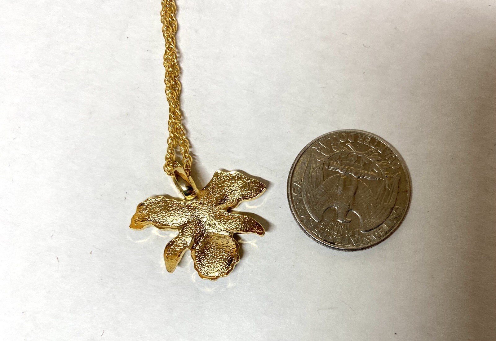 Pretty Enamel Pendant. Orchid Flower -Lime Green and Purple Enamel Necklace