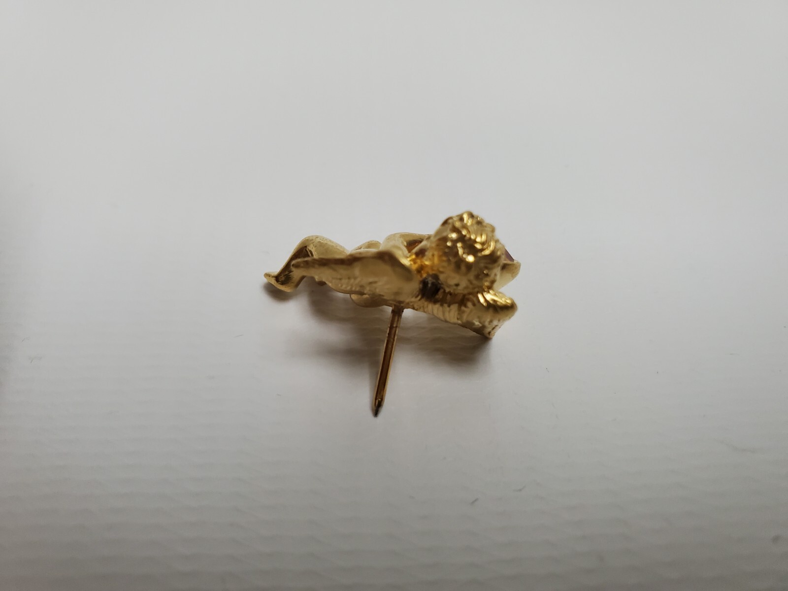 Vintage 1996 Avon Cherub Angel Lapel Pin Gold Tone Yellow November Birthstone