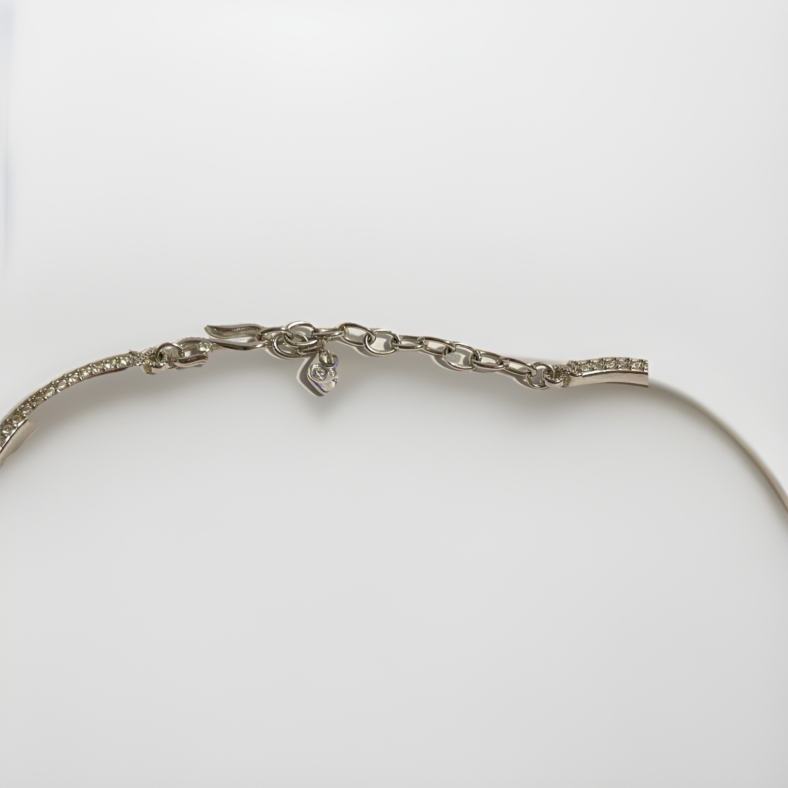 Vintage Swarovski Clear Pave Crystal Wave Collar Necklace-Signed Swan Mark