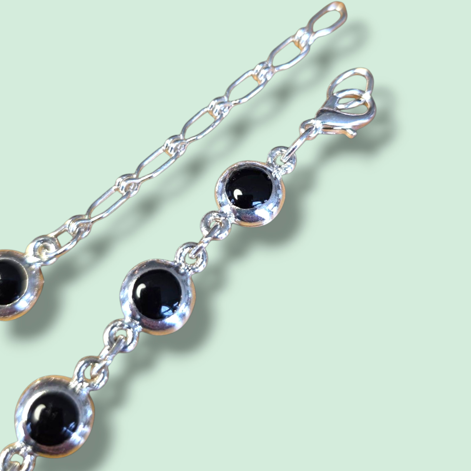 Vintage Silver & Black Adjustable Chain Necklace with Lobster Claw Clasp – UK