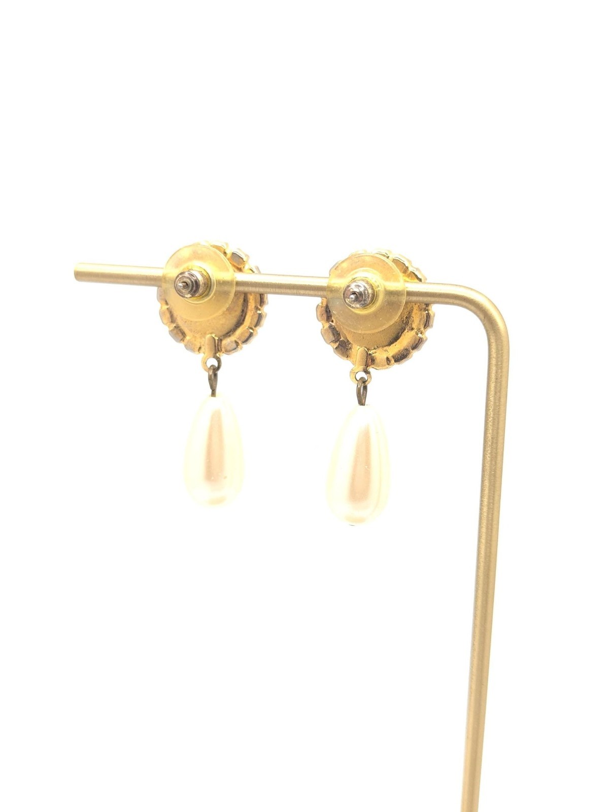 Vintage Faux Pearl Rhinestone Drop Dangle Earrings Classy Classic Present Gift