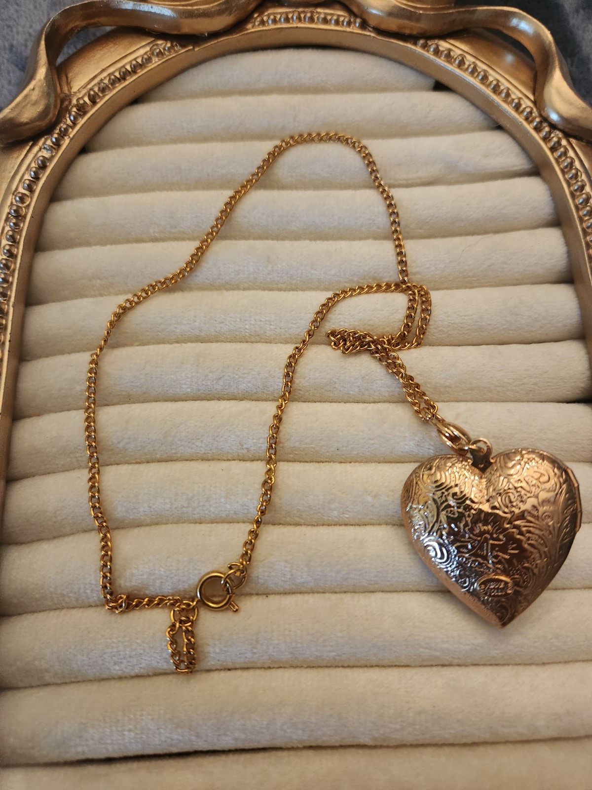 Kirks Folly Lavender Glass Dream Angel Cameo heart-Shaped Locket Necklace