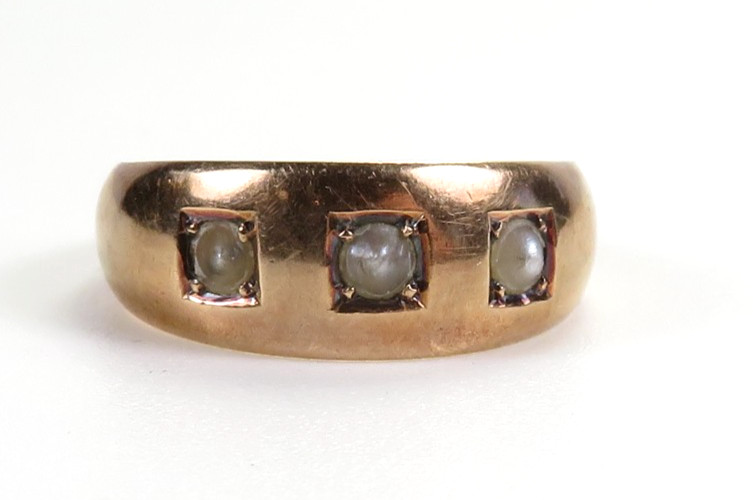Victorian Seed Pearl Wedding Right Hand Ring 13K Rose Gold Size 7 UK-N1/2