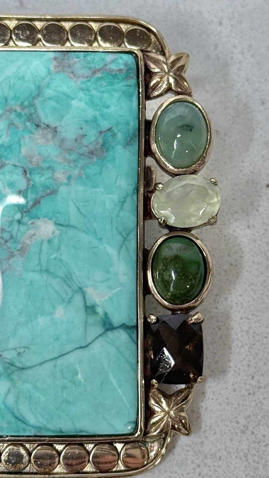 Amy Kahn Russell AKR Bronze Turquoise Style Stone Convertible Brooch Pendant