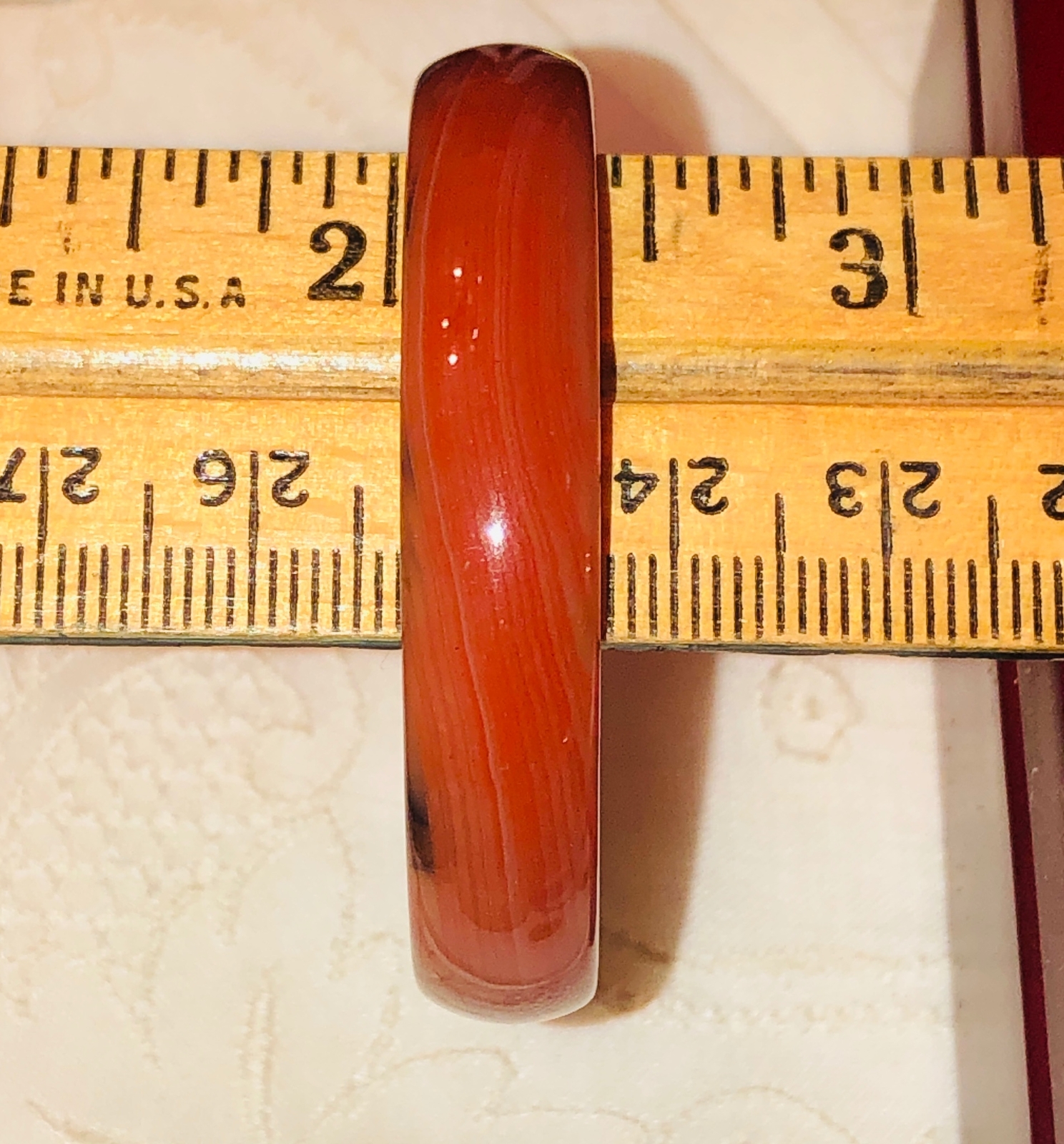 Natural Agate Bangle Bracelet Hand-Carved For Baby Child Small Adult Red 2 1/4″